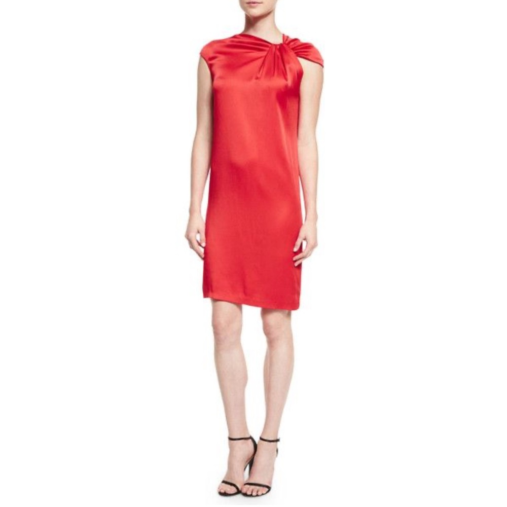 St John Asymmetric Satin Dress EUC